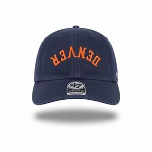 '47 Brand Denver Broncos Hat Mens OSFA Navy NWT Clean Up Flip Script Strapback